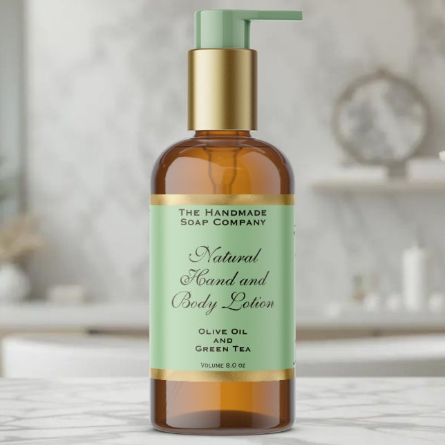 Olive Green & Gold Foil Cosmetics Bottle Label (Creator Uploaded)