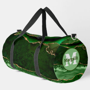 Olive Green Gold Glitter Agate Large Duffel Bag