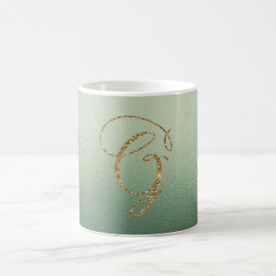 Olive Green Gold Glitter Letter G Coffee Mug