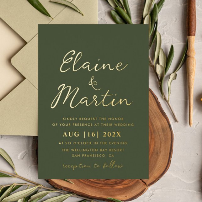 olive green gold script wedding (Creator Uploaded)