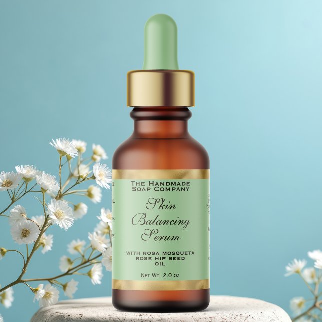 Olive Green & Gold Small Dropper Bottle Label  (Creator Uploaded)