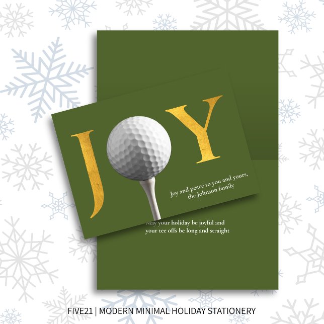 Olive Green Golf Joy & Peace Folded Christmas Holiday Card (Creator Uploaded)