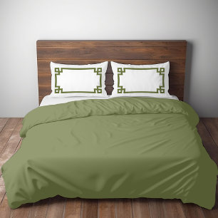 Olive Green Greek Key Border Standard Pillowcase