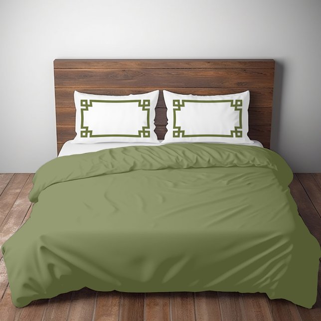 Olive Green Greek Key Border Standard Pillowcase (Creator Uploaded)