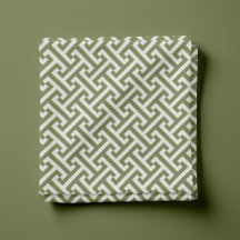Olive Green Greek Key Pattern
