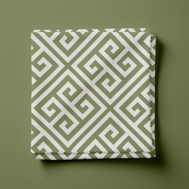 Olive Green Greek Key Pattern Fabric (Creator Uploaded)