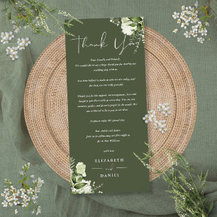Olive Green Greenery Wedding Thank You Place Card