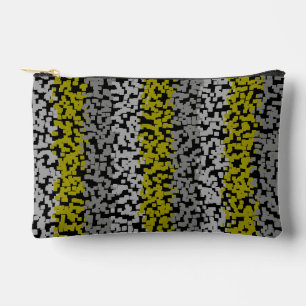 Olive green, grey, black digital pixelated stripes accessory pouch