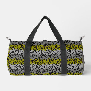 Olive green grey black digital pixelated stripes duffle bag