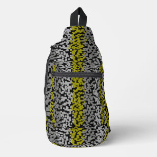 Olive green grey black digital pixelated stripes sling bag