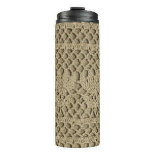 Olive green handmade lace on olive background thermal tumbler