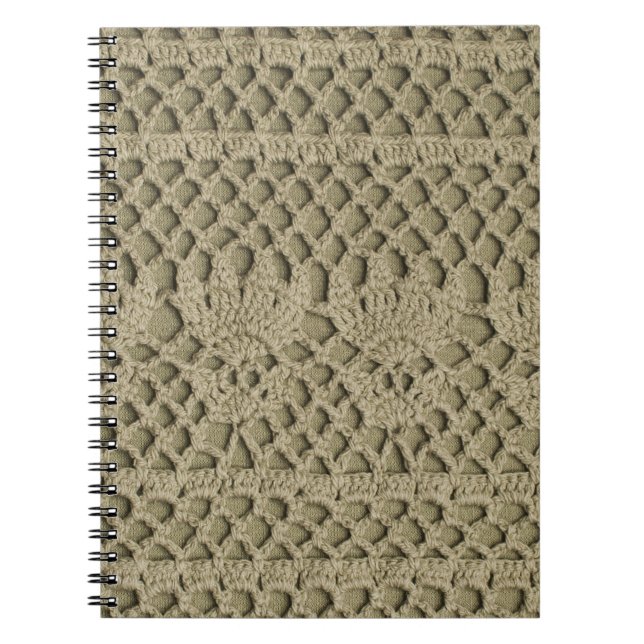 Olive Green Handmade Lace Pattern Notebook (Front)