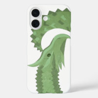 Olive green heart dragon on white