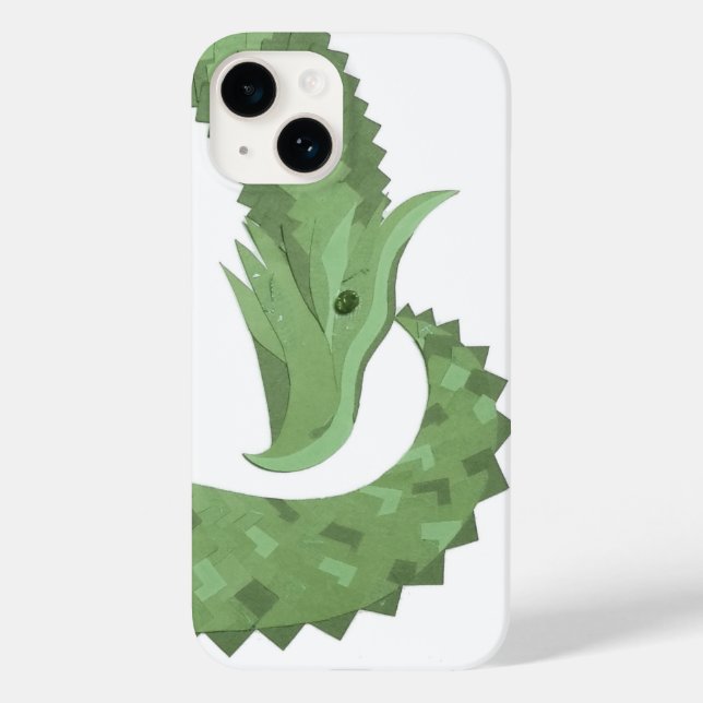 Olive green heart dragon on white Case-Mate iPhone case (Back)