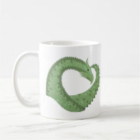 Olive green heart dragon on white