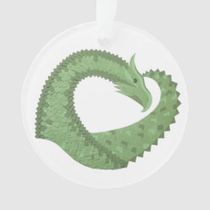 Olive green heart dragon on white ornament