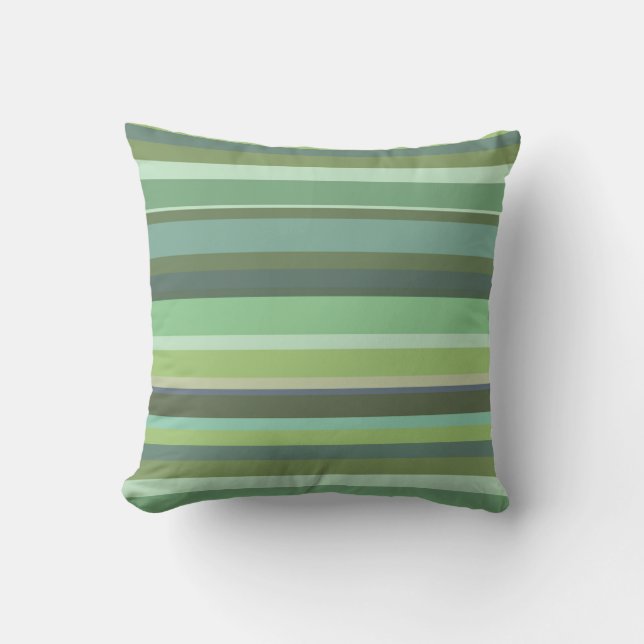 Olive green horizontal stripes cushion (Front)