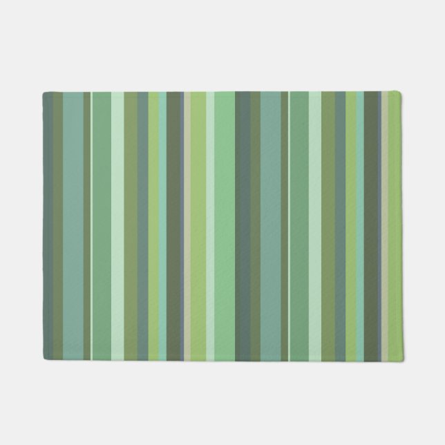 Olive green horizontal stripes doormat (Front)