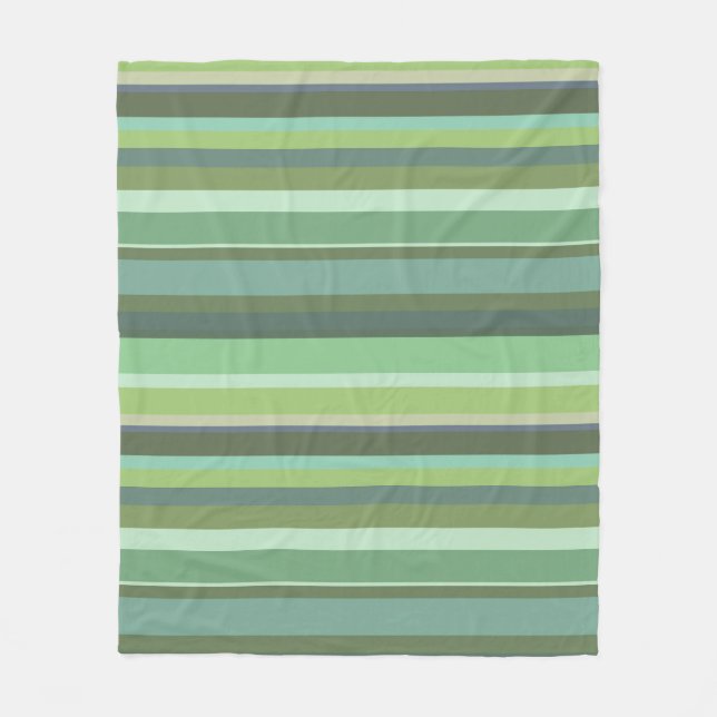 Olive green horizontal stripes fleece blanket (Front)