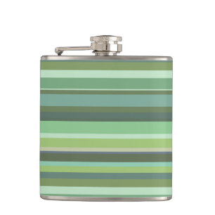 Olive green horizontal stripes hip flask