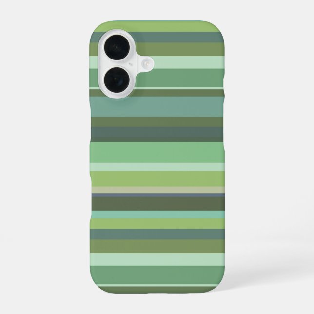 Olive green horizontal stripes iPhone 16 case (Back)
