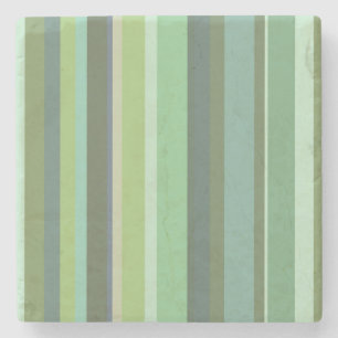 Olive green horizontal stripes stone coaster