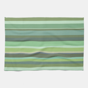 Olive green horizontal stripes tea towel