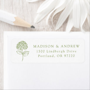 Olive Green Hydrangea Wedding Return Address Label