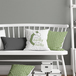 Olive Green I Feel Knitty, Oh So Knitty Cushion