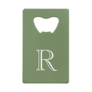Olive Green Initial Stainless Steel Bottle Opener