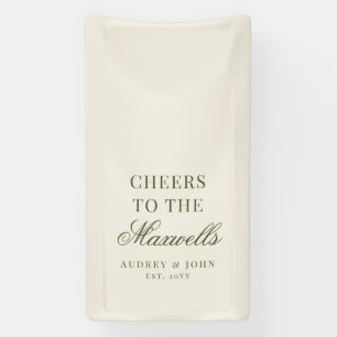 Olive Green Ivory Modern Cheers Script Wedding Banner