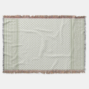 Olive Green Keffiyeh Throw Blanket