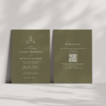 Olive Green Leaf Monogram QR Code Wedding Invitation<br><div class="desc">Elegant olive green leaf monogram wedding QR code invitation.</div>