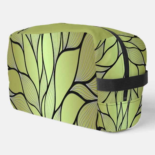  Olive Green Leave Pattern  Dopp Kit (Left Corner)