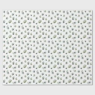 Olive Green Leaves Watercolor Floral Pattern Wrapping Paper
