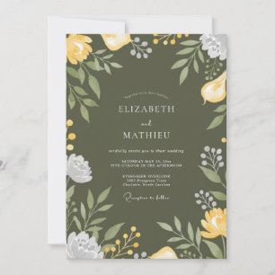 Olive Green Lush Orchard Wedding Invitation