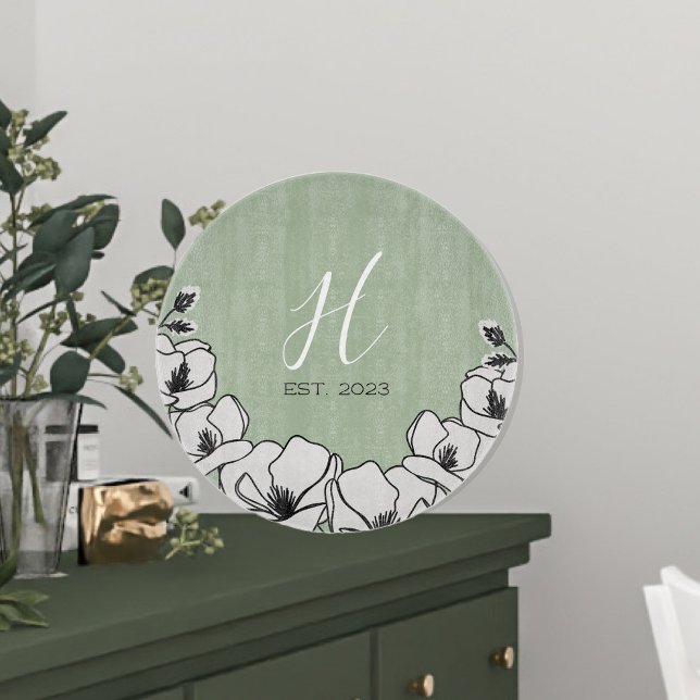 Olive Green Magnolia Flower Custom  Cutting Board (Creator Uploaded)