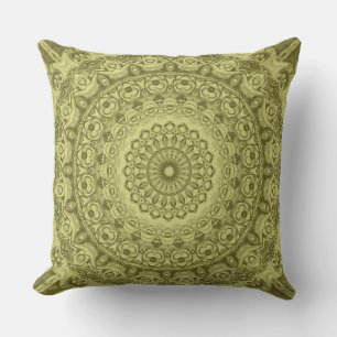 Olive Green Mandala Pattern Design Cushion