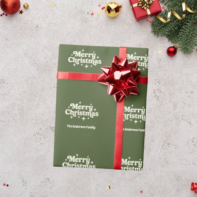 Olive green Merry Christmas favour Wrapping Paper (Creator Uploaded)