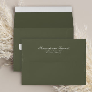 Olive Green Minimalist Custom Wedding Envelope