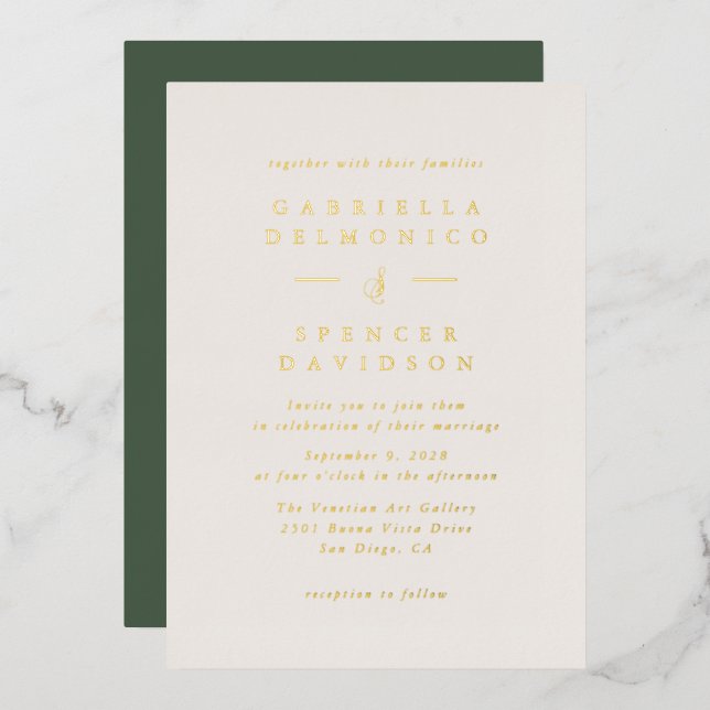 Olive Green Minimalist Luxury Wedding Gold (Front/Back)