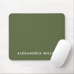 Olive Green Minimalist Monogram Mouse Pad<br><div class="desc">Elevate your work setup with this sleek and stylish Olive Green Minimalist Monogram Mouse Pad. The design features your name in a simple yet stylish white font on an olive-green background. The smooth and durable surface ensures precise mouse movement and the non-slip backing keeps it securely in place. Perfect for...</div>