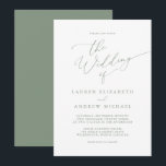 Olive Green Minimalist Wedding Invitation<br><div class="desc">Beautiful olive green minimalist wedding invitation. Fully customisable with names,  dates,  location and colours to match your wedding theme.</div>