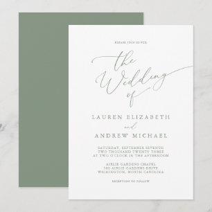 Olive Green Minimalist Wedding Invitation