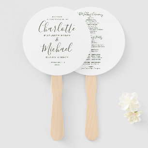 Olive Green Minimalist Wedding Program Hand Fan