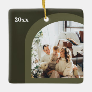 Olive Green Modern Arch Photo Modern 2023 Ceramic Ornament