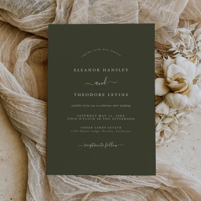 Olive Green Modern Minimalist Wedding   Invitation (Creator Uploaded)
