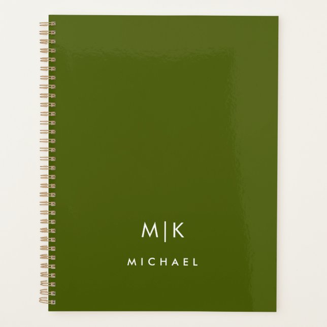 Olive Green | Modern Monogram Planner (Front)