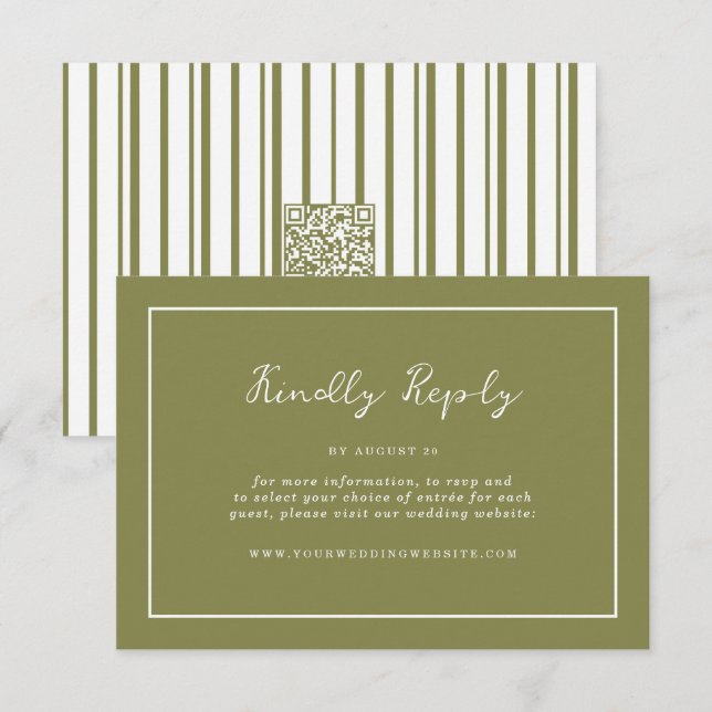 Olive Green Modern Online RSVP Card (Front/Back)
