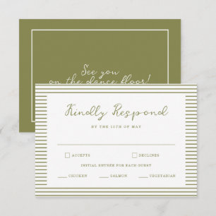 Olive Green Modern Wedding RSVP Card
